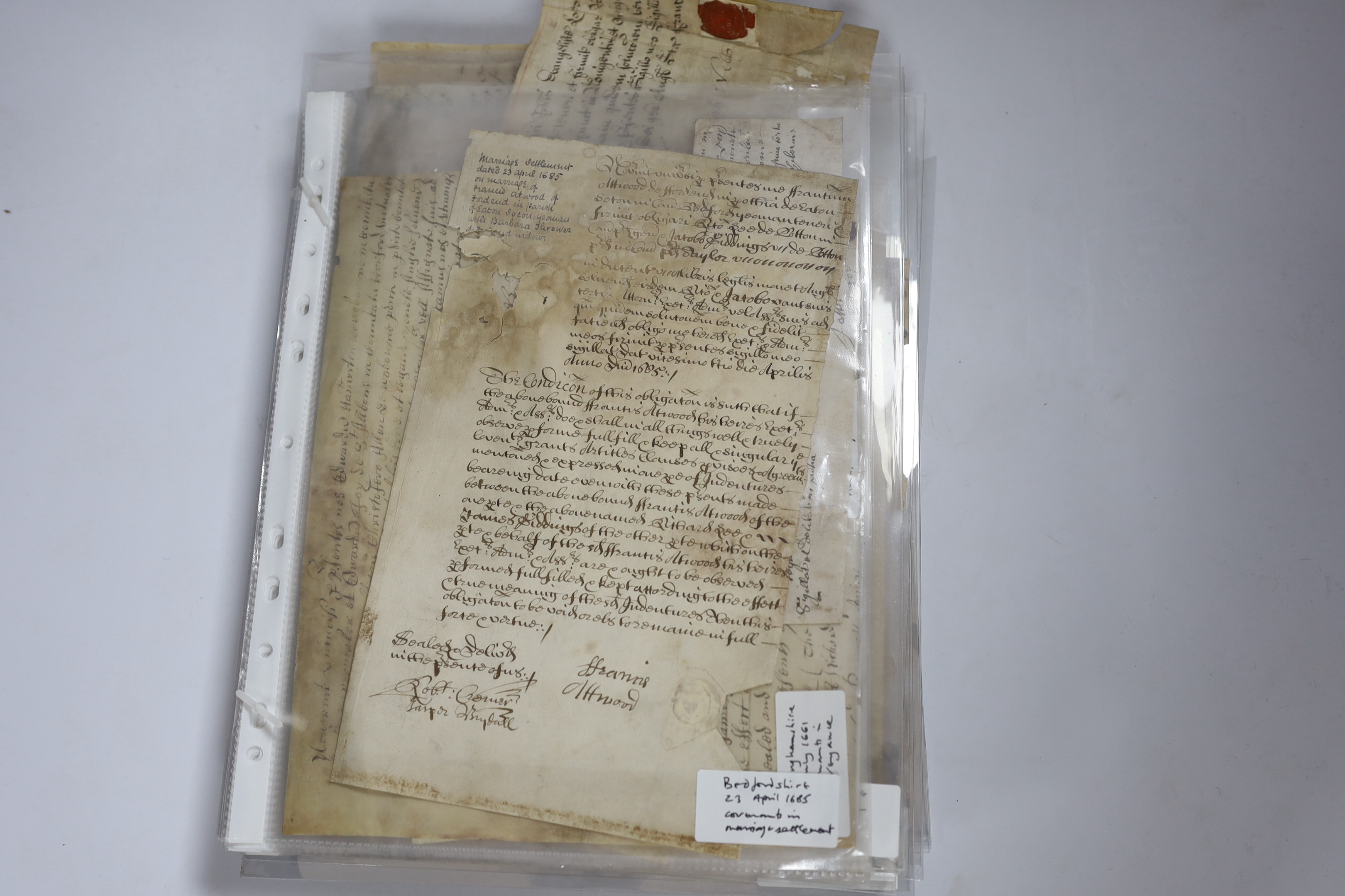 Collection of 97 bonds, 1652-1814